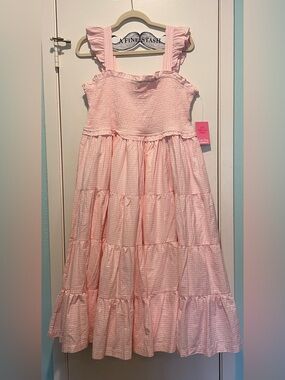 NWT RuffleButts Women's Smocked Flutter Strap Dress Pink XL